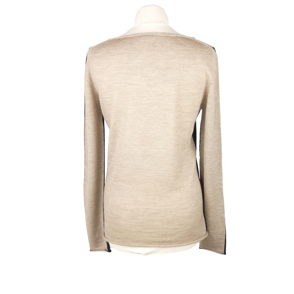 Celtic & Co Womens Fine Knit Merino Jumper Size Small Charcoal Beige Colourblock - Picture 4 of 15